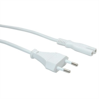 Cablu de alimentare Euro la IEC C7 (casetofon) 2 pini 1m Alb, Value 19.99.2090